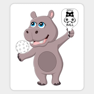 Happy Pickleball Hippo Magnet